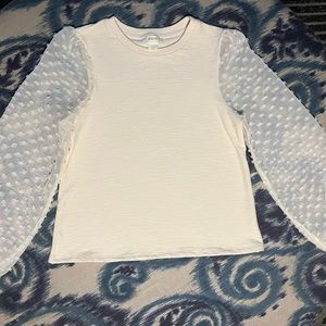 Maeve by Anthropologie XS Cream long poof sleeves blouse